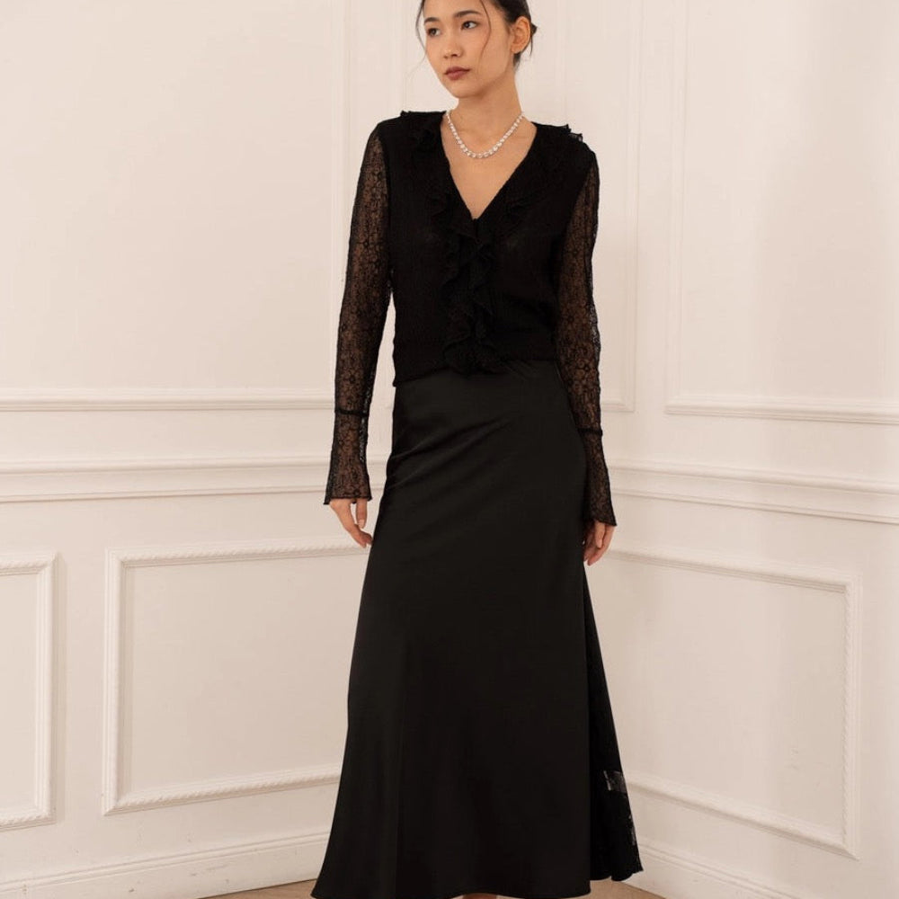 Satin Skirt With Lace