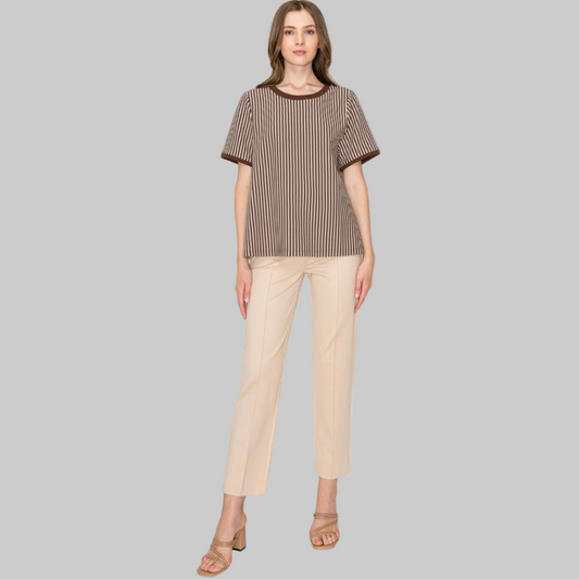 Ponte Knit Ankle Pant - Khaki