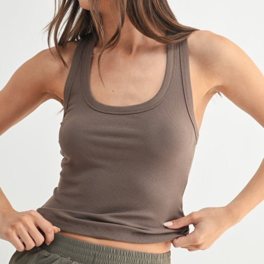 Keyhole Ribbed Racerback Tank