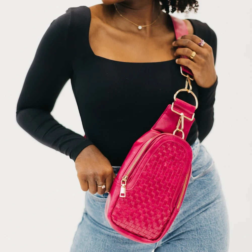 Waverly Woven Sling Bag Fuchsia