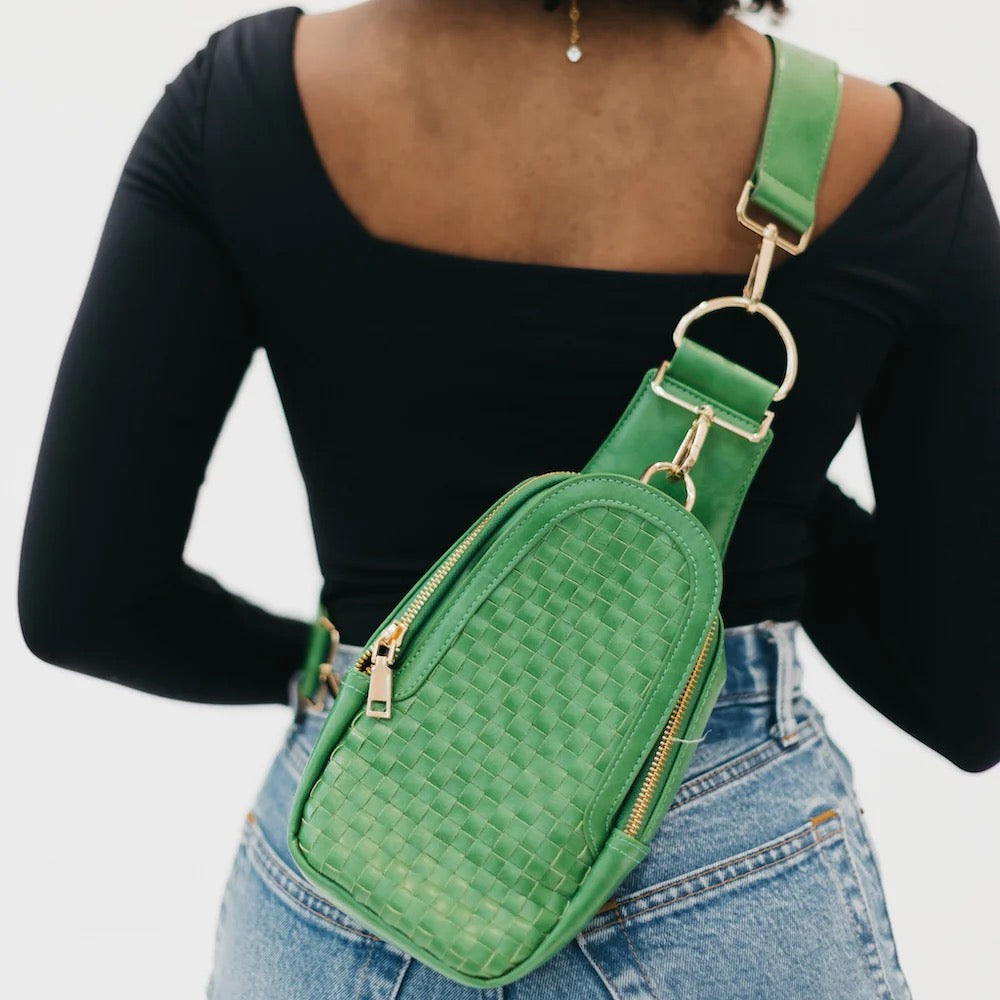 Waverly Woven Sling Bag Green