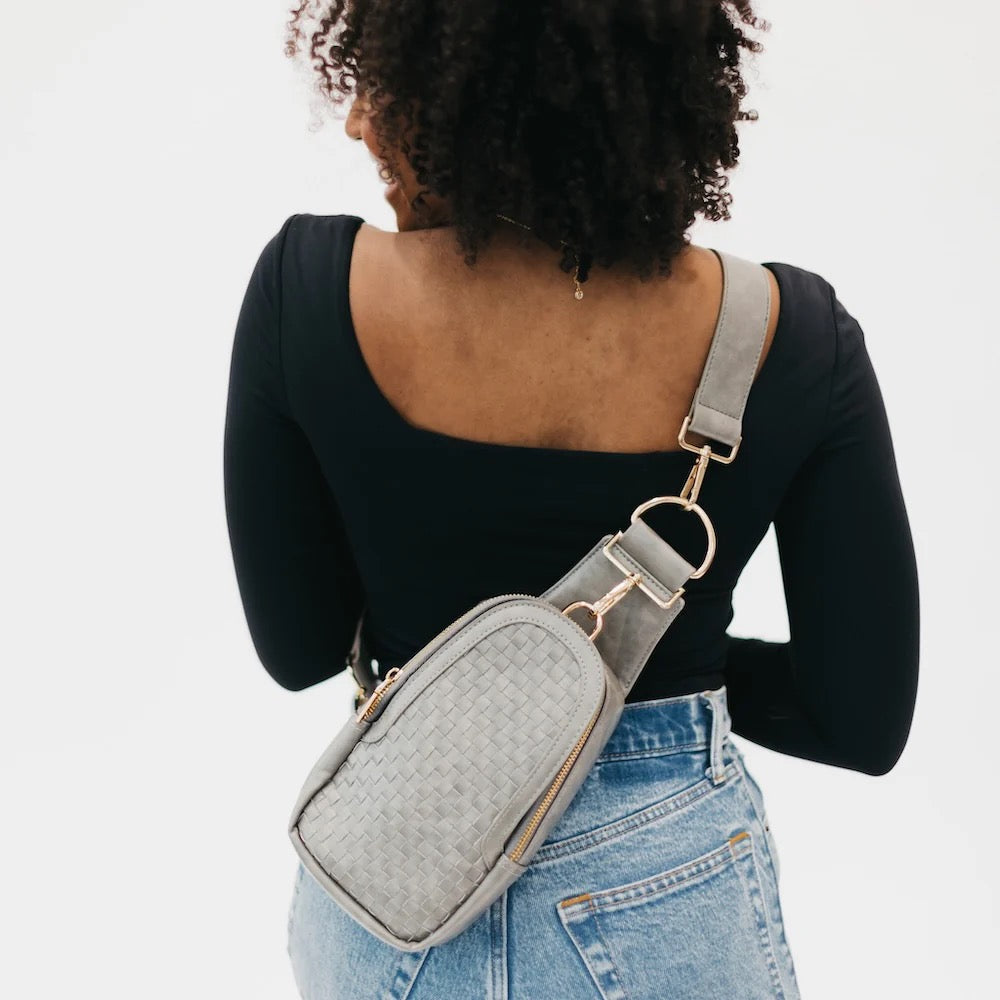 Waverly Woven Sling Bag Gray