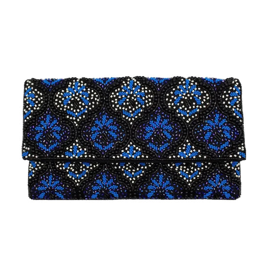 Blue Baroque Beaded Clutch