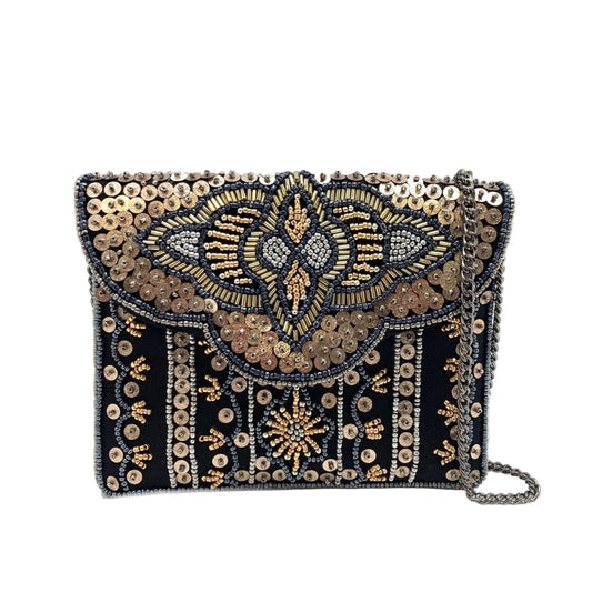 Embellished Gold & Black Mini Clutch