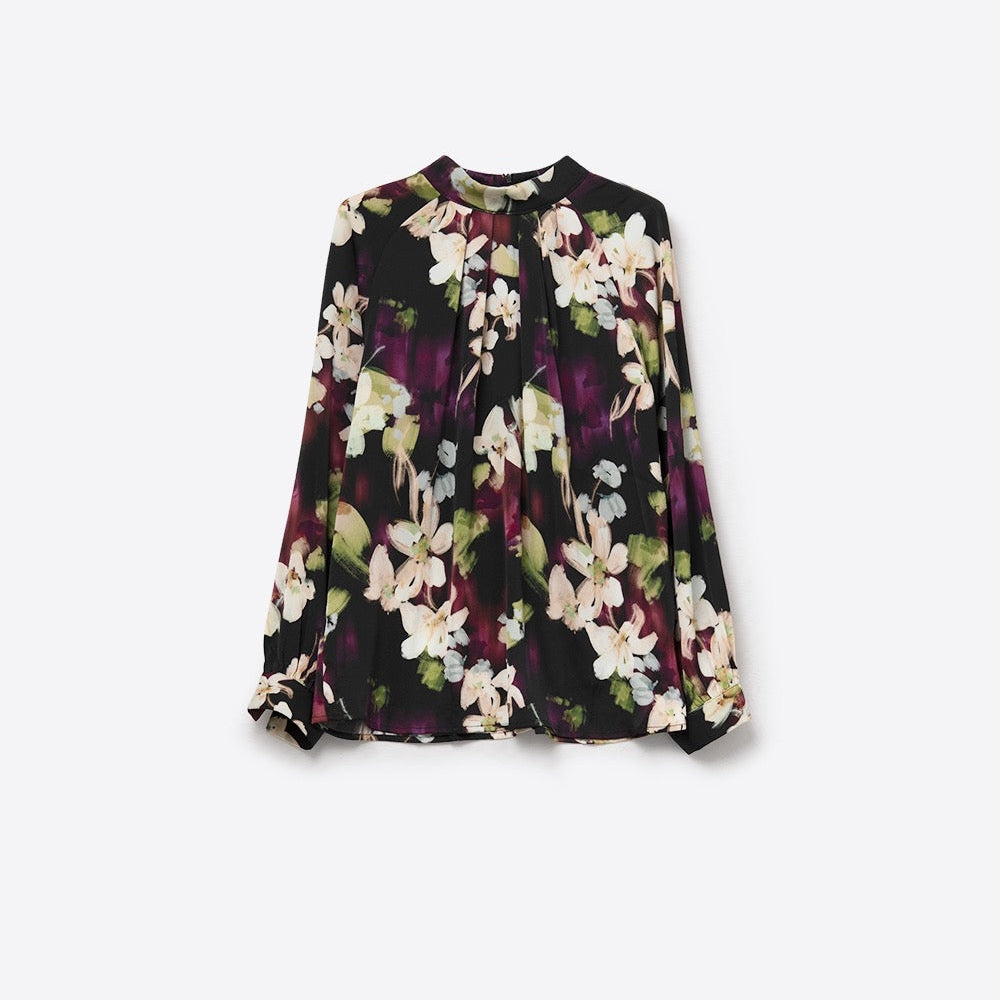 Floral Print Satin Blouse