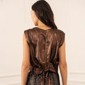 Maggie Tie Top In Metallic Chocolate