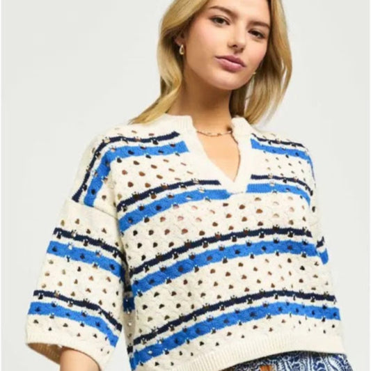 Lightweight Striped Crochet Sweater
