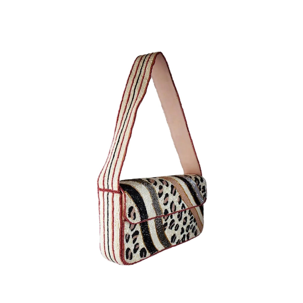 Leopard Beaded Shoulder Bag