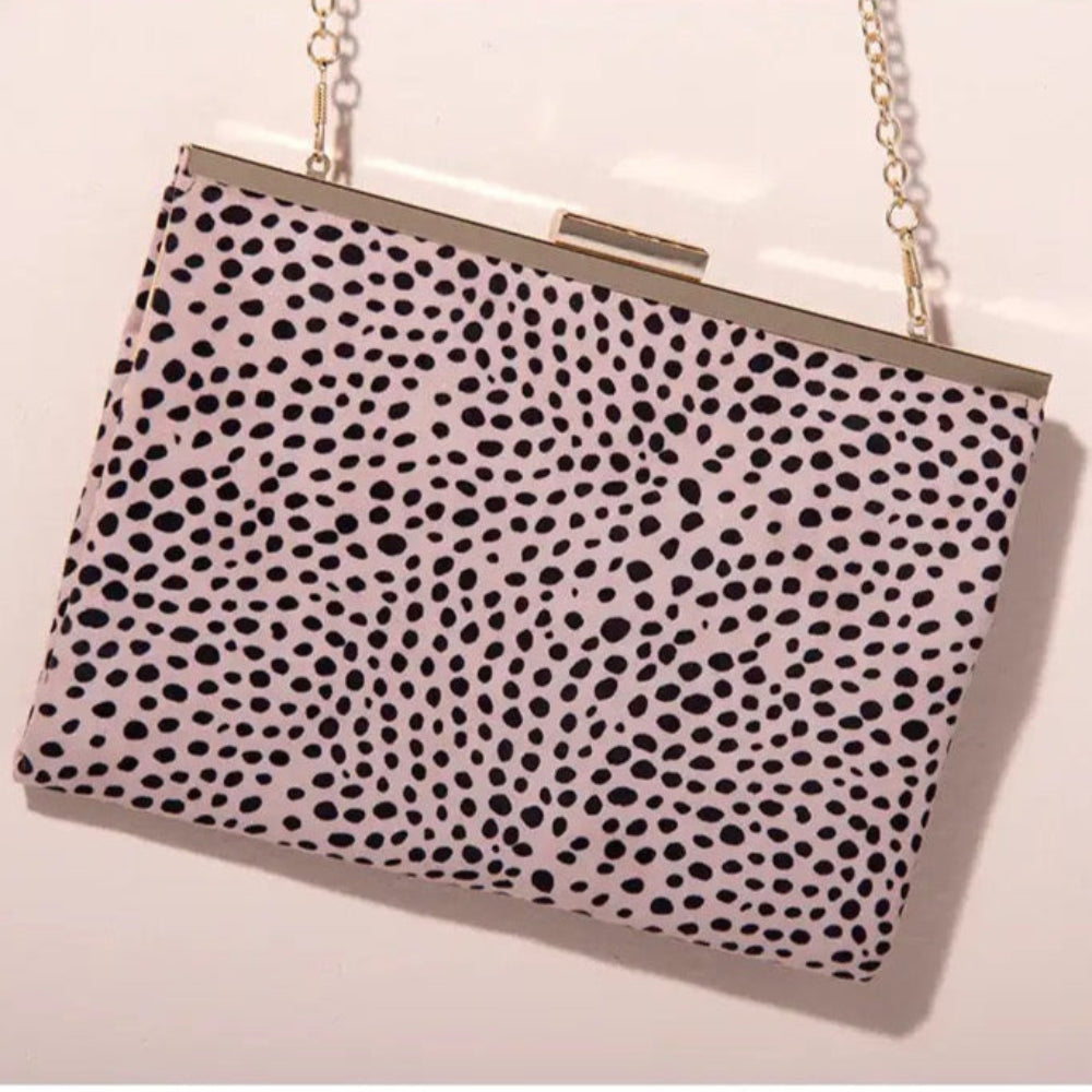 Leopard Pink Framed Clutch
