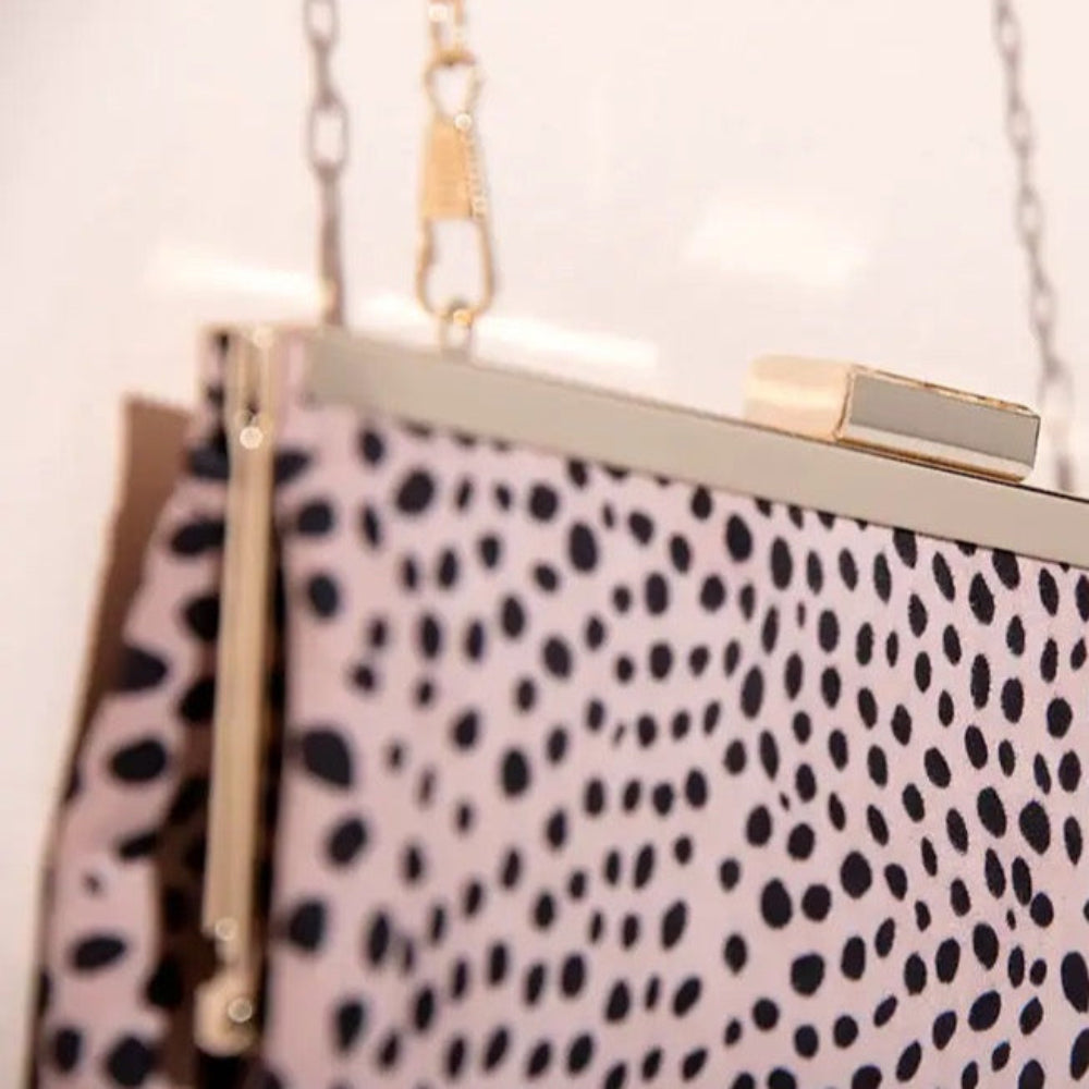 Leopard Pink Framed Clutch