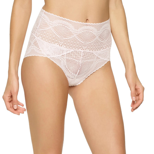 Stretch Lace Modern Mock-Wrap Brief - Barely Pink