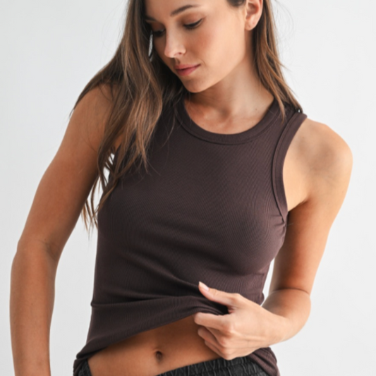 Brushed Hacci Lounge Tank In Java - Plus Size