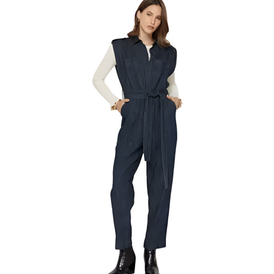 Dark Indigo Denim Sleeveless Jumpsuit