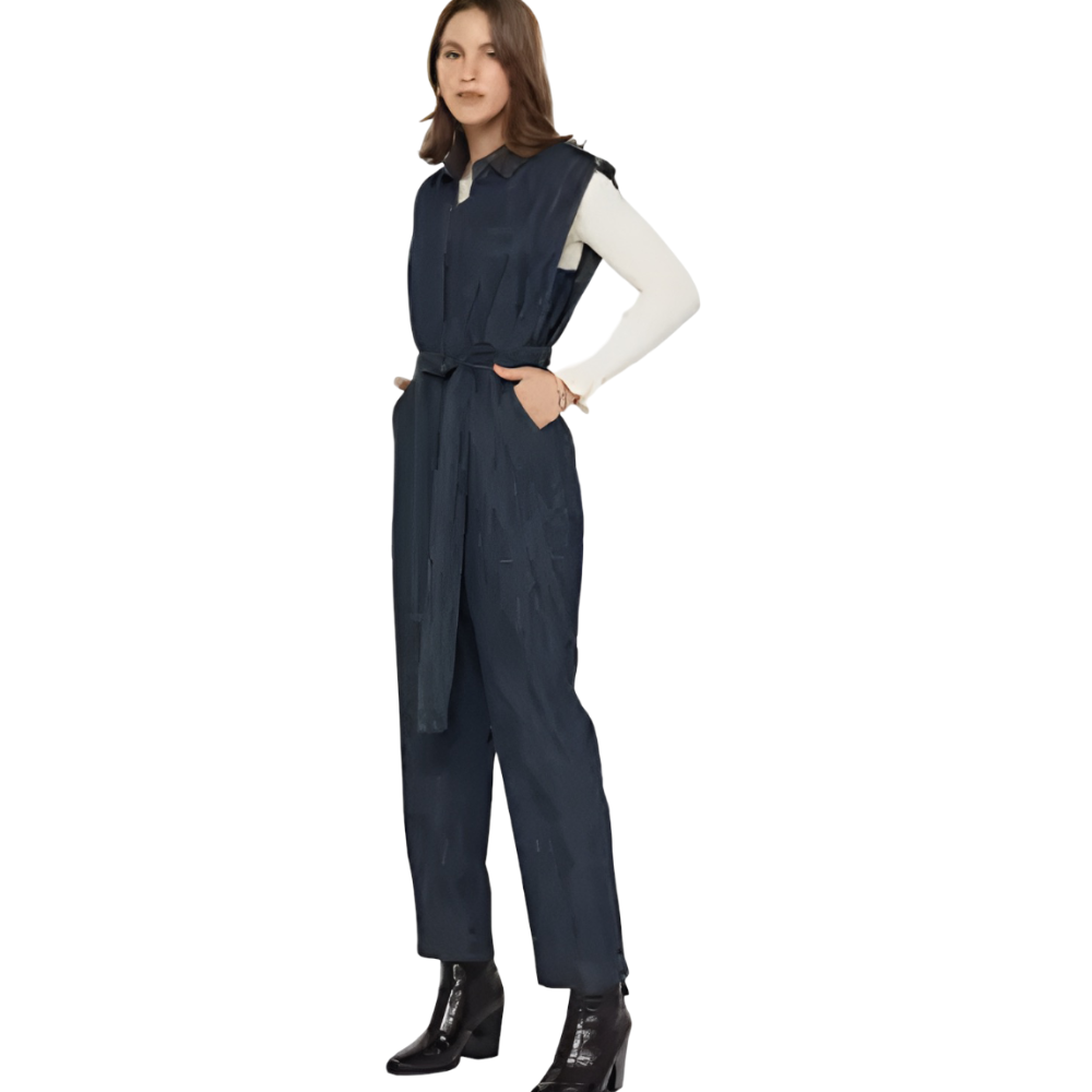 Dark Indigo Denim Sleeveless Jumpsuit