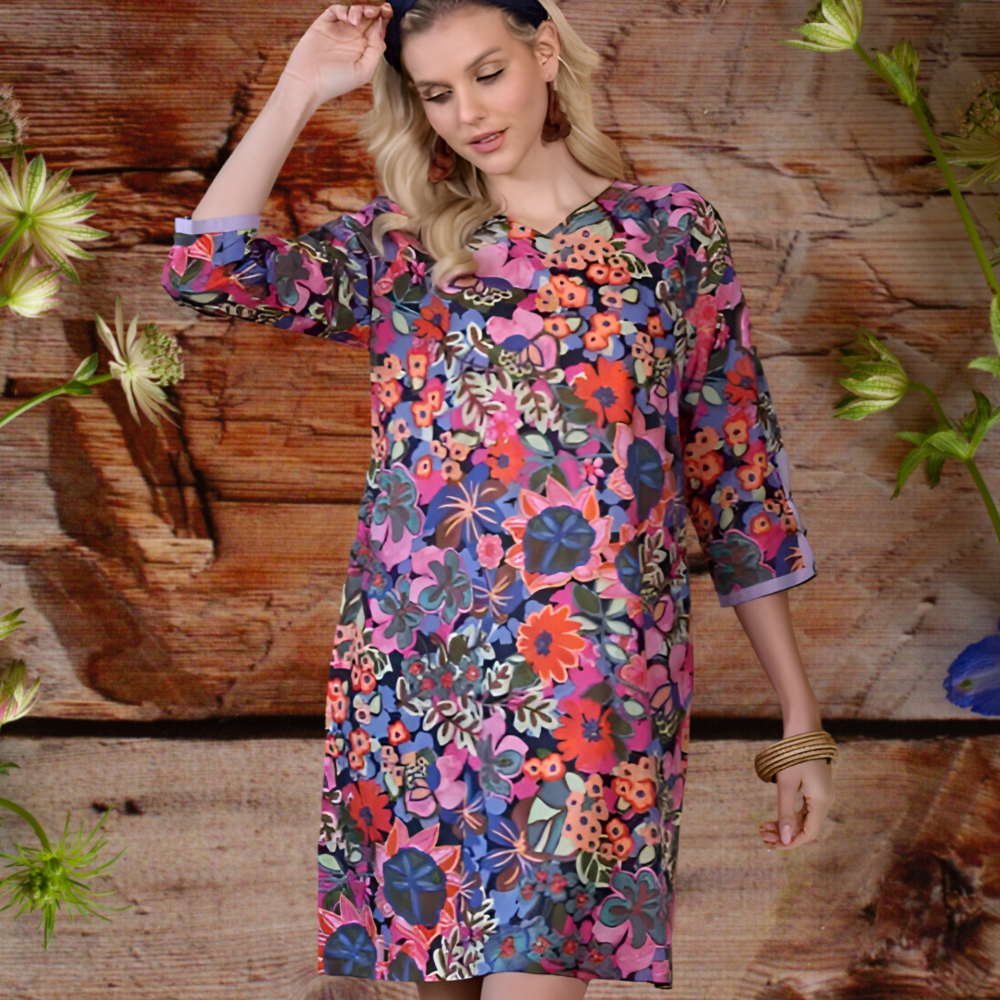 Charro Multi  V Neck Tunic Dress