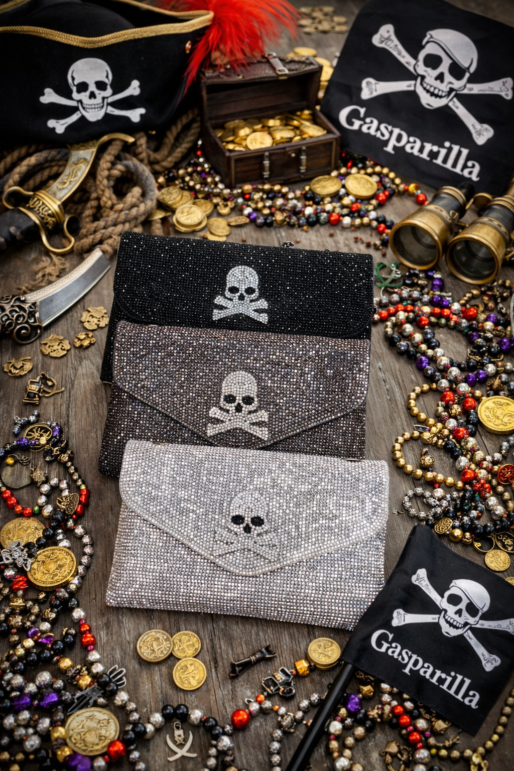 Sparkly Crossbody Bag with Skull